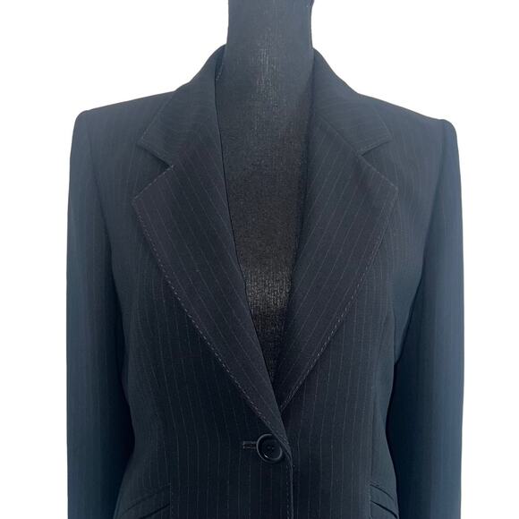 Le Suit PinStriped One Button Office Career Suit Blazer Jacket Size 10P - Picture 1 of 10